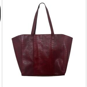 Women’s Vintage Neiman Marcus Red/Burgundy Faux Leather Crocodile Tote, large